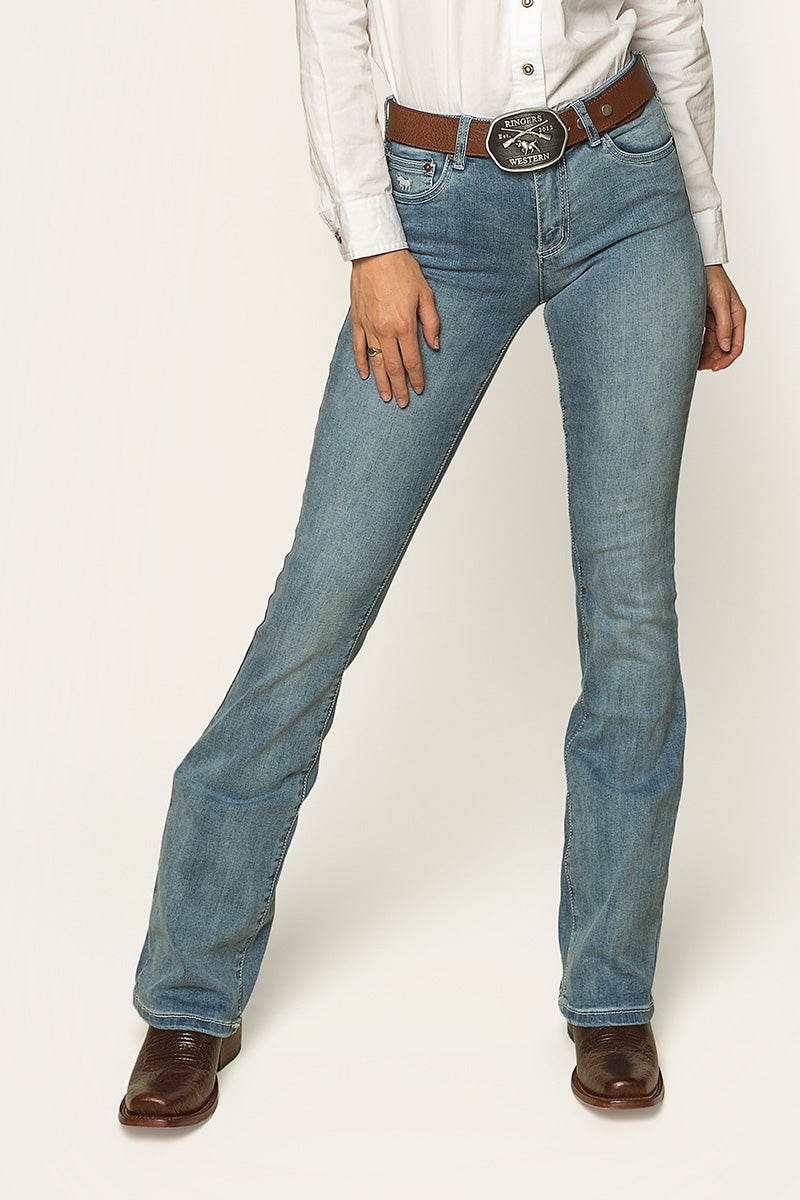 Very light blue bootcut jeans in responsible cotton