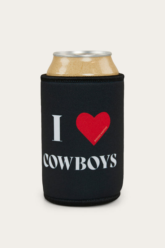 I Heart Cowboys Stubby Cooler - Black