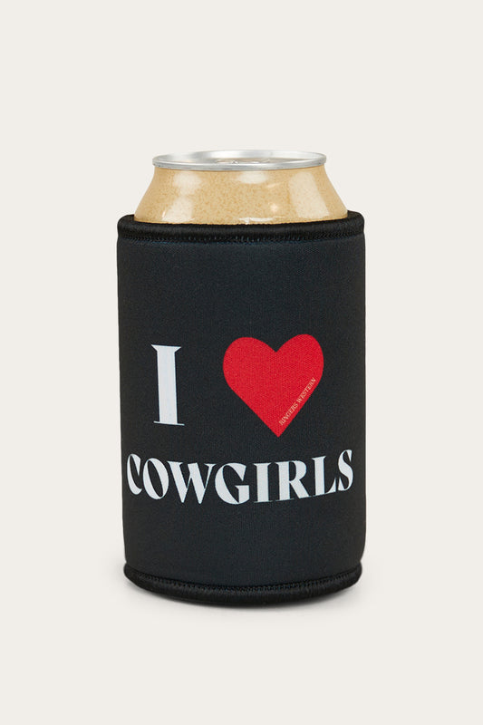 I Heart Cowgirls Stubby Cooler - Black