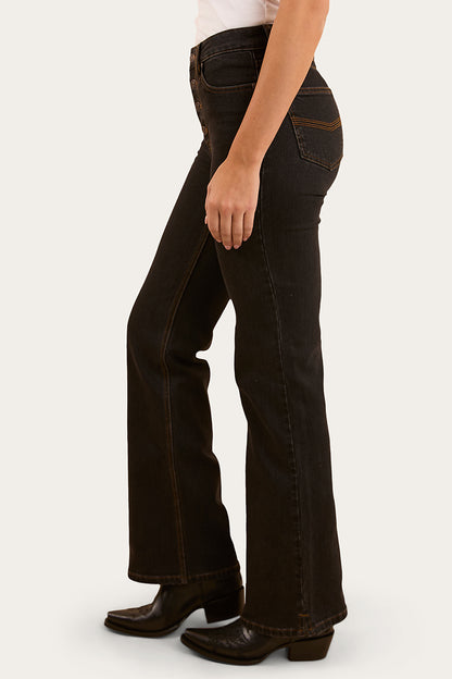 Betsy Womens High Rise Bootleg Jean - Black