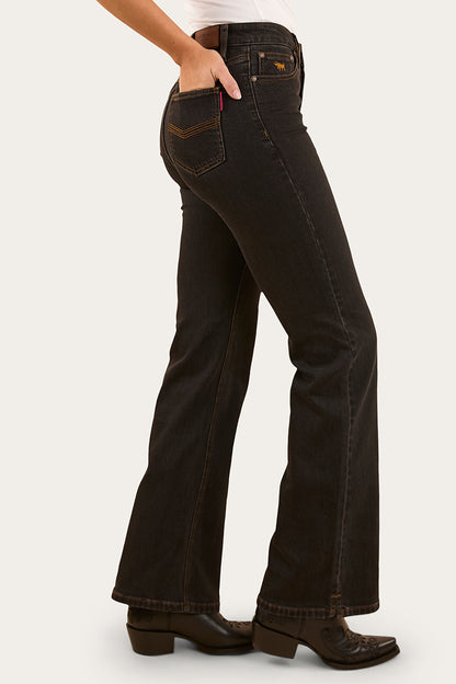 Betsy Womens High Rise Bootleg Jean - Black