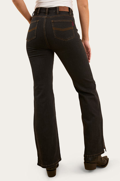 Betsy Womens High Rise Bootleg Jean - Black