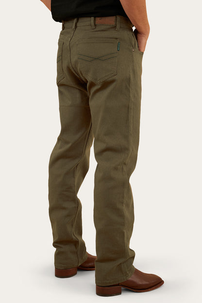 Muster Mens Slim Straight Fit Jeans - Military Green