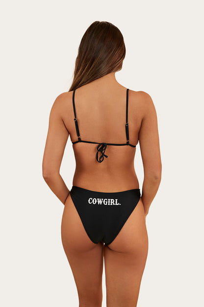 Cowgirl Womens Slide Tri Bikini Top - Black