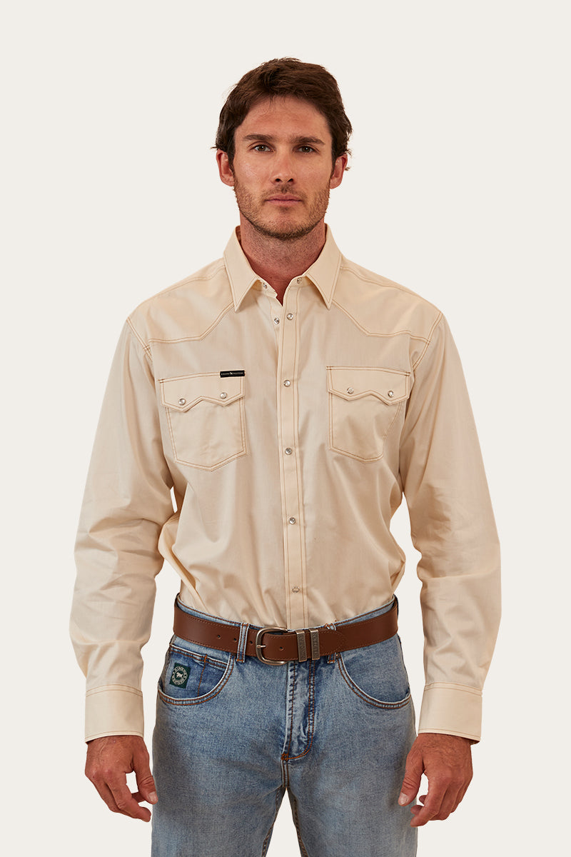 Mapleton Mens Western Shirt - Off White