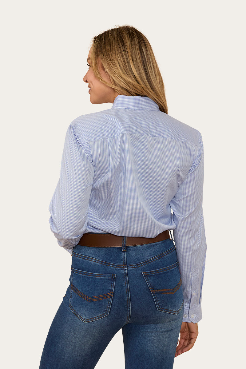 Hope Womens Check Dress Shirt - White/Blue