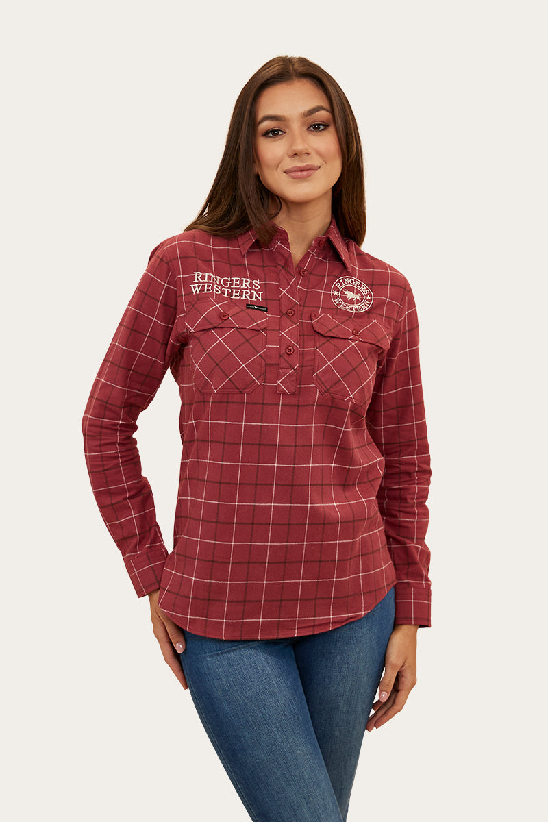 Delaney Womens Half Button Flannel - Cedar