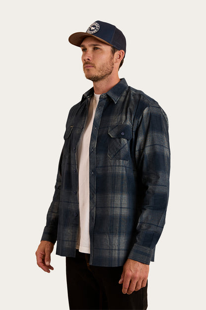 Glenferrie Mens Flannel - Off White / Navy