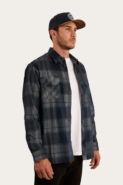 Glenferrie Mens Flannel - Off White / Navy