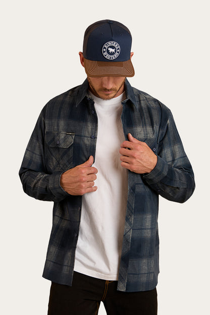 Glenferrie Mens Flannel - Off White / Navy