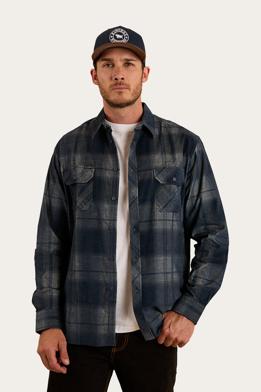 Glenferrie Mens Flannel - Off White / Navy