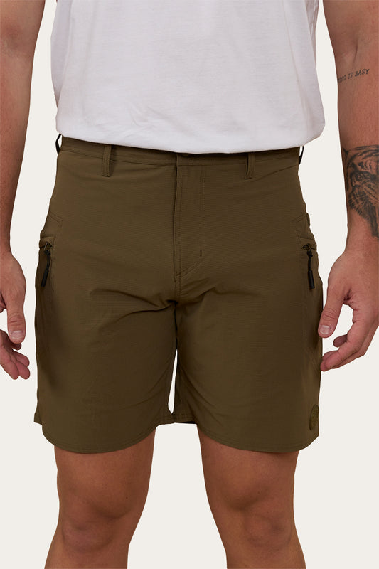 Hillston Mens Hybrid Short - Military Green