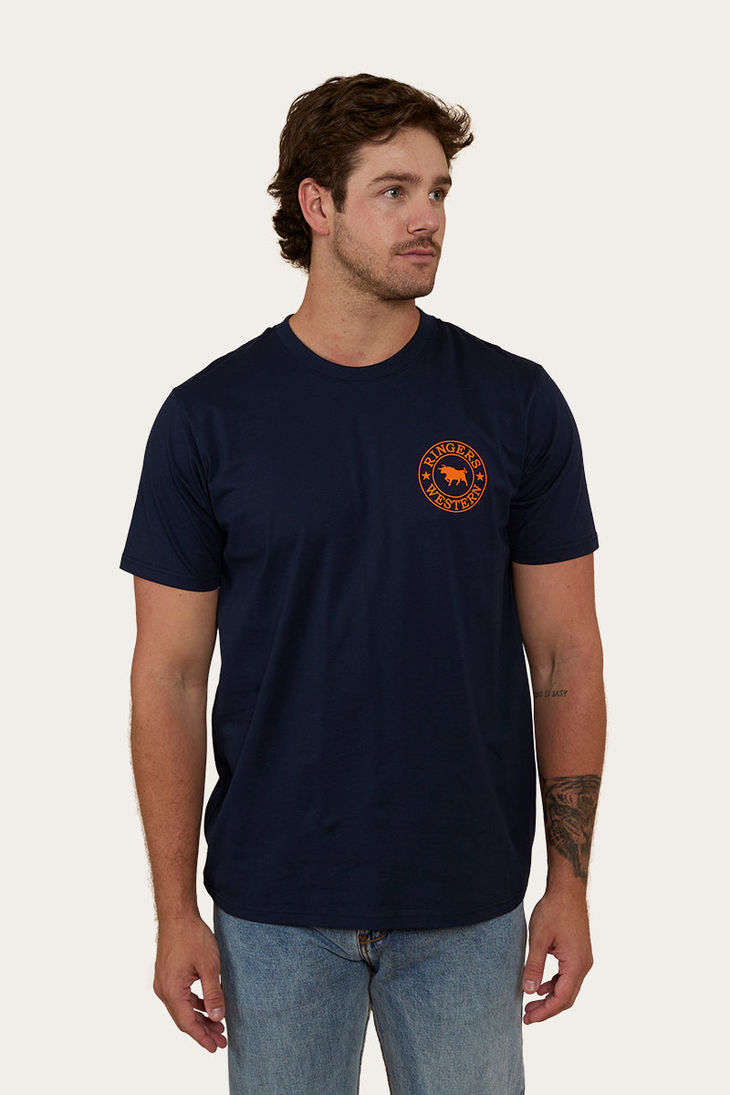 Signature Bull Mens Loose Fit T-Shirt - Navy/Orange