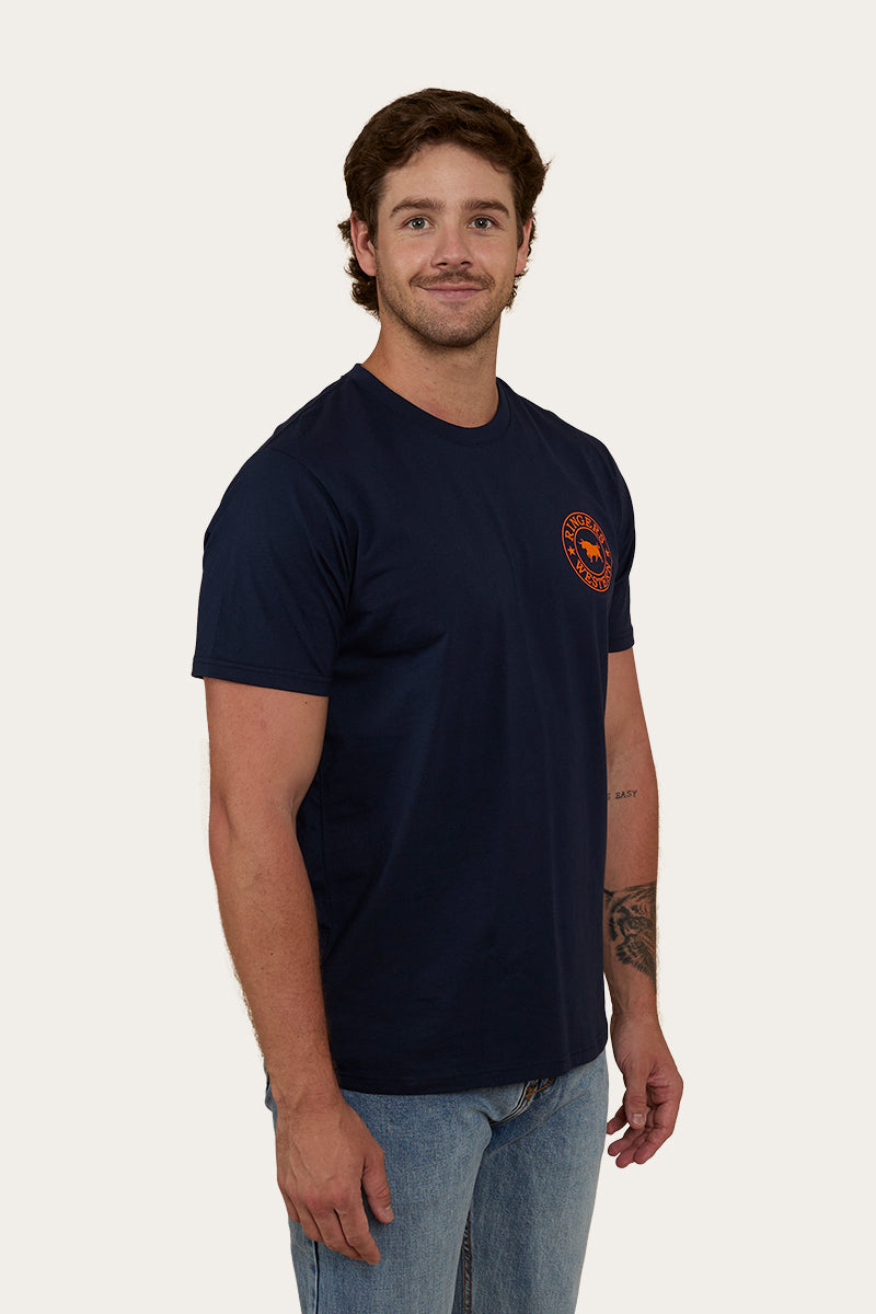 Signature Bull Mens Loose Fit T-Shirt - Navy/Orange