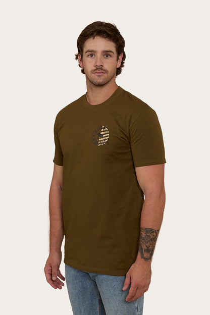 Signature Bull Flag Mens Stock Fit T-Shirt - Military Green