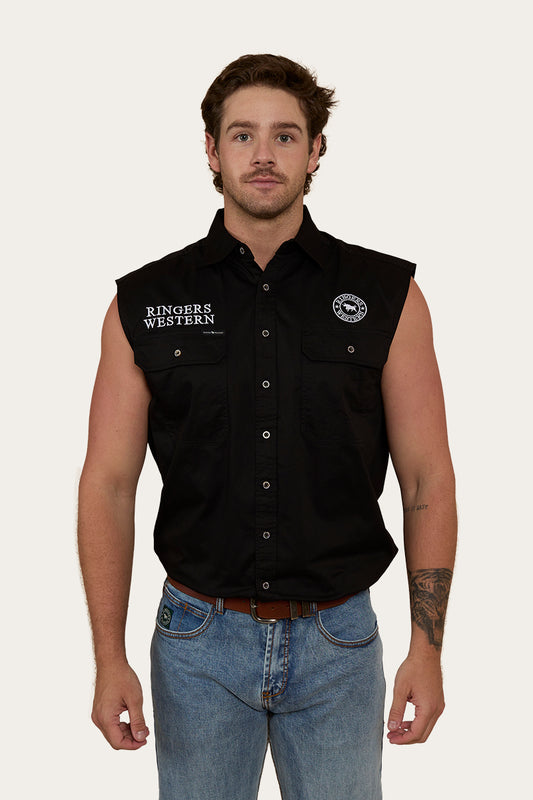 Hawkeye Flag Mens Sleeveless Work Shirt - Black