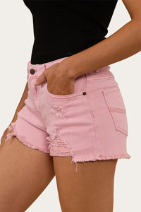 Jessie Womens Mid Rise Ripped Denim Short - Light Pink