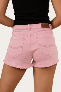 Jessie Womens Mid Rise Ripped Denim Short - Light Pink