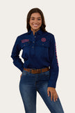 Signature Jillaroo Womens Half Button Work Shirt - Navy/Melon