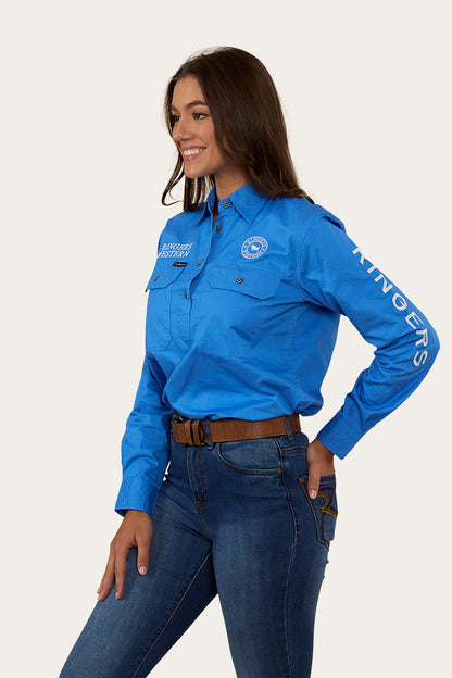 Signature Jillaroo Womens Half Button Work Shirt - Blue