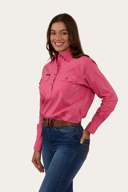 Pentecost River Womens Half Button Coolmax Work Shirt - Melon