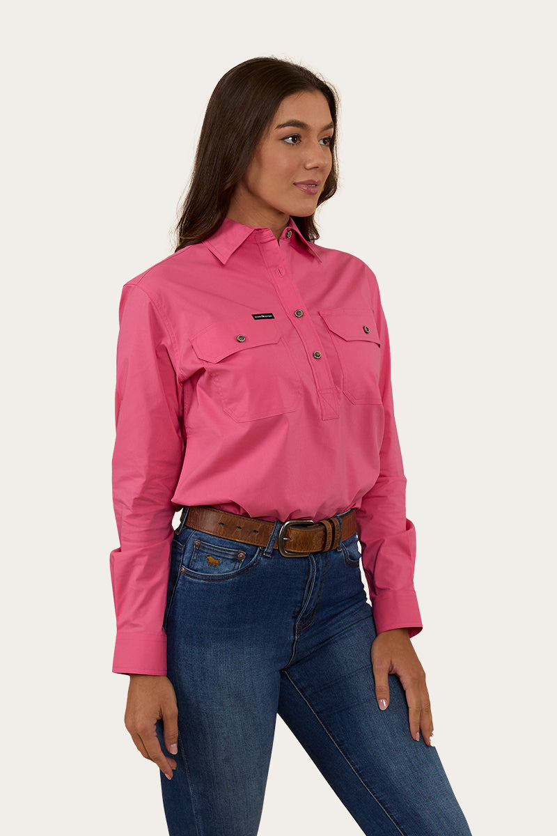 Pentecost River Womens Half Button Coolmax Work Shirt - Melon