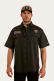 Hawkeye Mens Short Sleeve Full Button Work Shirt - Charcoal / White