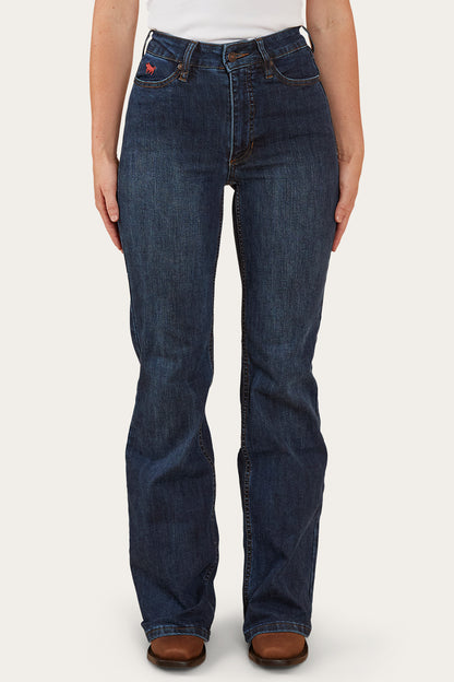 Indi Womens High-Rise Bootleg Jeans - Dark Blue