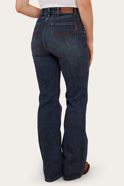 Indi Womens High-Rise Bootleg Jeans - Dark Blue