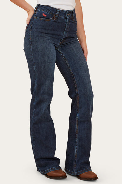 Indi Womens High-Rise Bootleg Jeans - Dark Blue