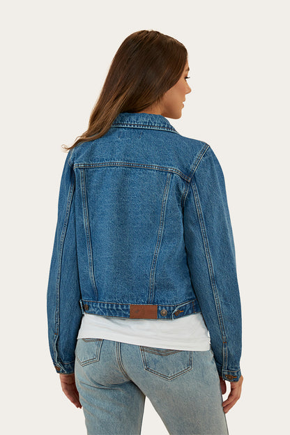 Scarlett Womens Denim Jacket - Mid Wash Blue