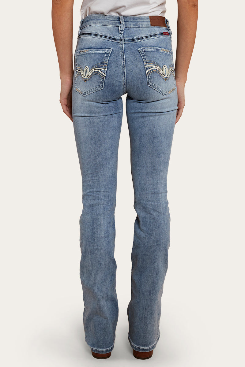 Caroline Rodeo Womens Mid-Rise Bootleg Jeans - Light Blue