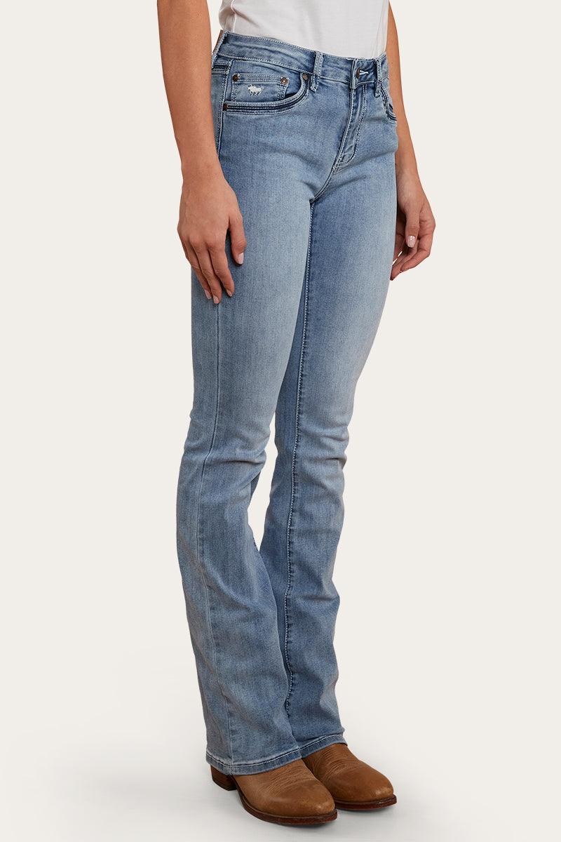 Caroline Rodeo Womens Mid-Rise Bootleg Jeans - Light Blue