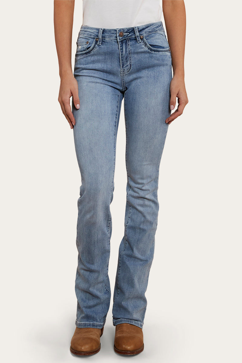 Caroline Rodeo Womens Mid-Rise Bootleg Jeans - Light Blue