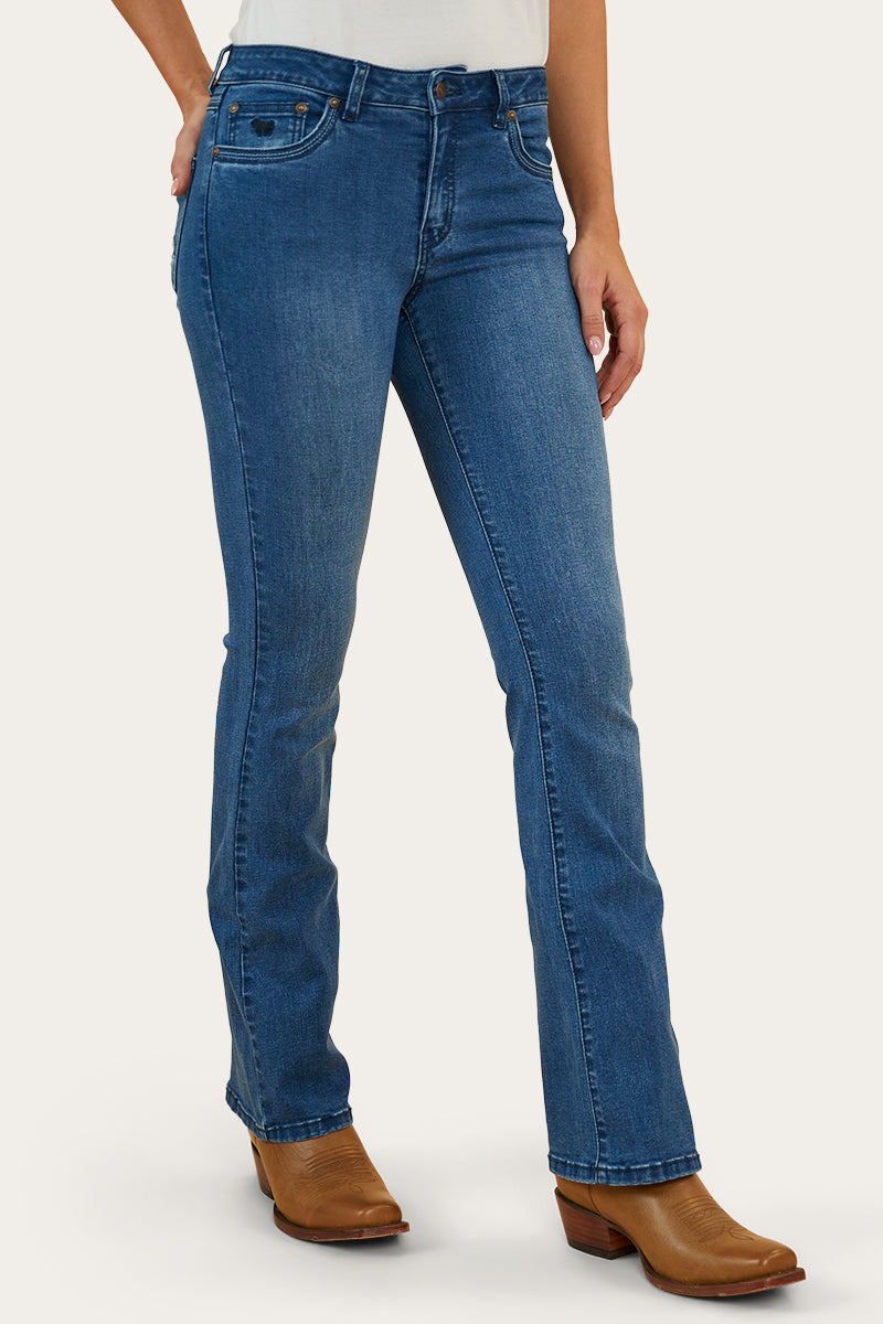 Caroline Rodeo Womens Mid-Rise Bootleg Jeans - Vintage Blue Wash