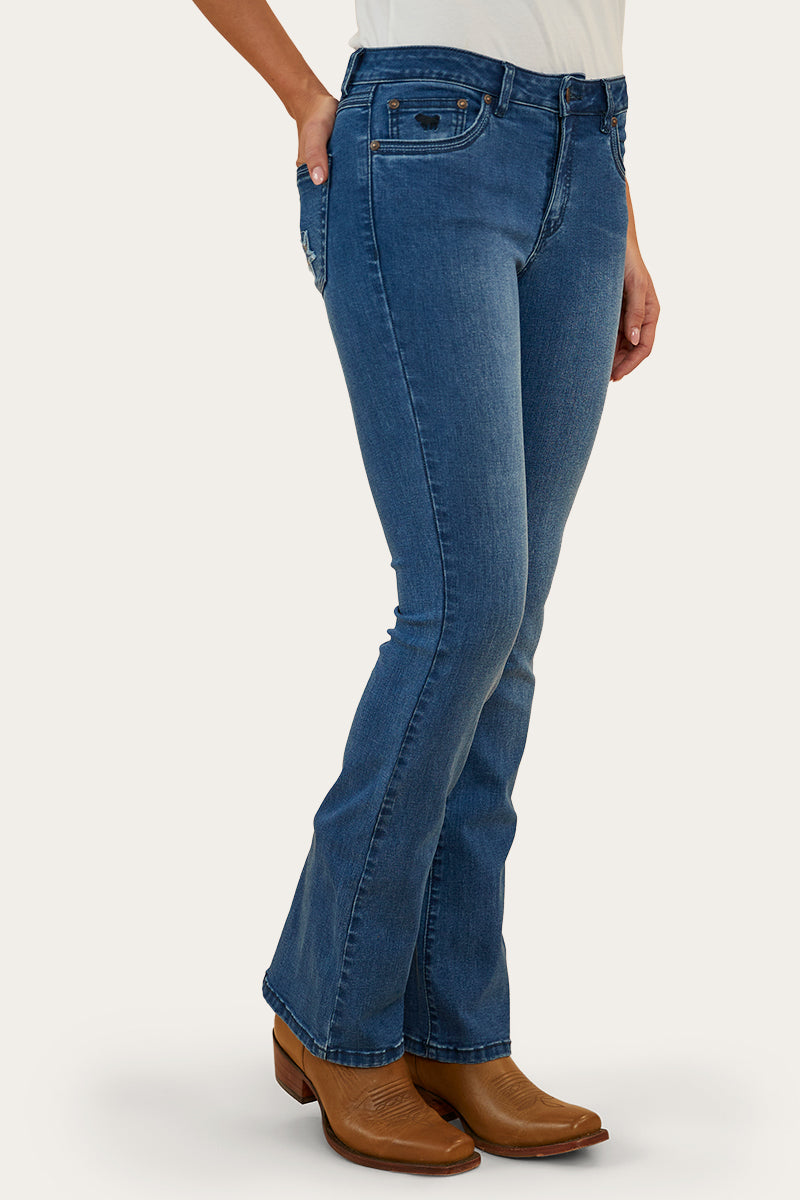 Caroline Rodeo Womens Mid-Rise Bootleg Jeans - Vintage Blue Wash