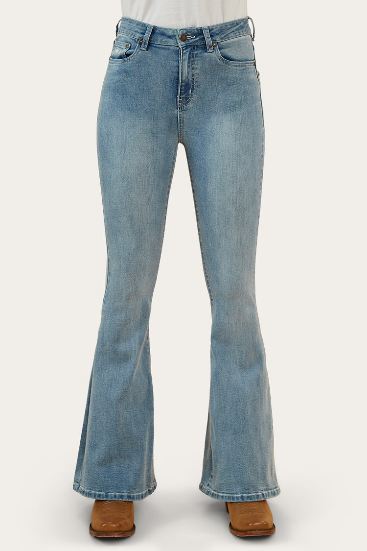 Bowie Womens Flare Jeans - Light Blue