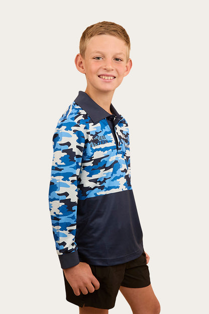 Halls Creek Kids Fishing Jersey - Blue Camo