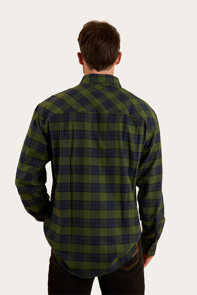 Kingswood Mens Half Button Flannel - Pine / Navy