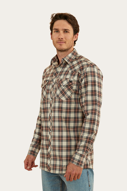 Dillinger Mens Western Shirt - Dark Sand