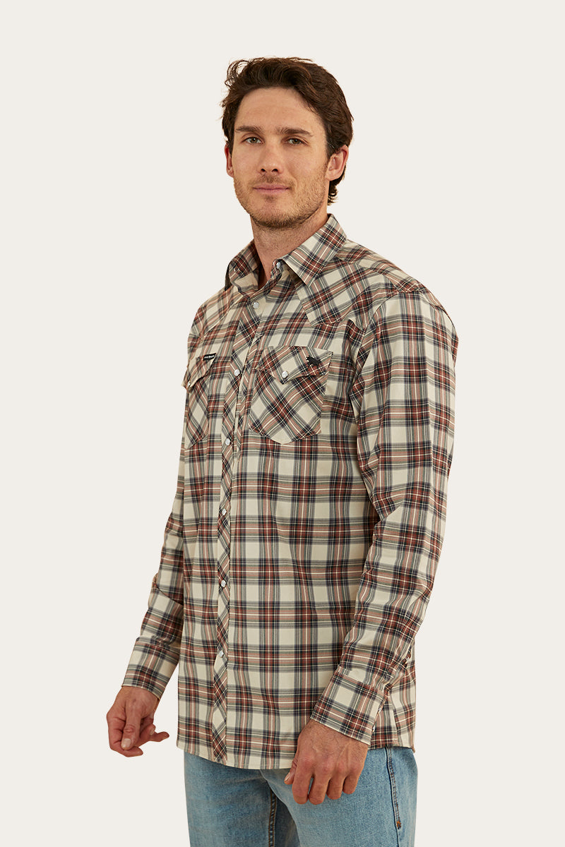 Dillinger Mens Western Shirt - Dark Sand