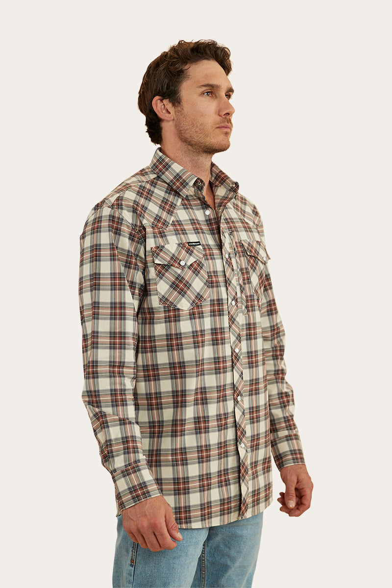 Dillinger Mens Western Shirt - Dark Sand