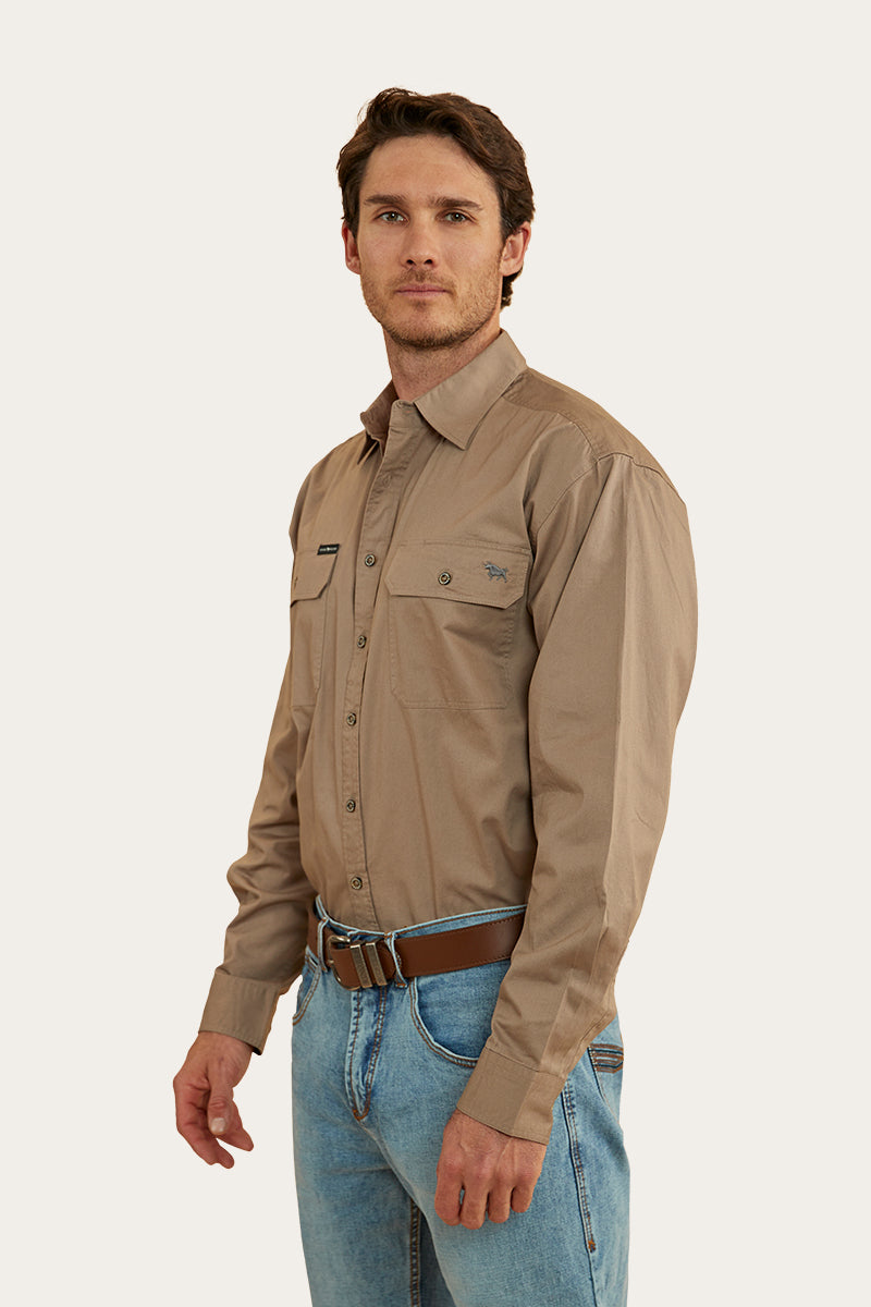 King River Mens Full Button Work Shirt - Mushroom