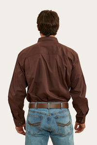 Tempest Mens Half Button Work Shirt - Chocolate