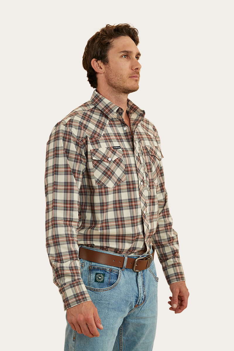 Dillinger Mens Western Shirt - Dark Sand