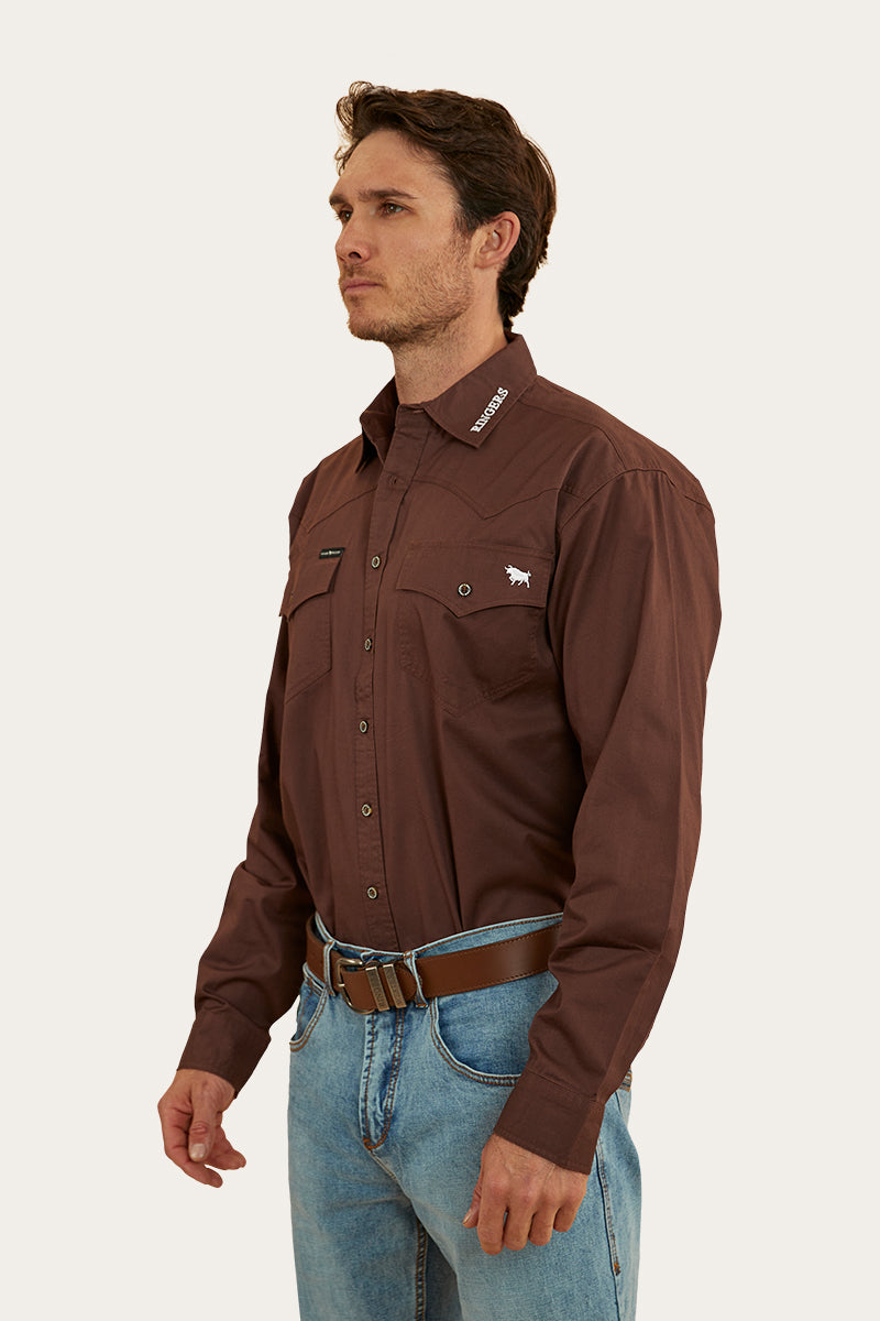 Holstein Mens Full Button Work Shirt - Chocolate