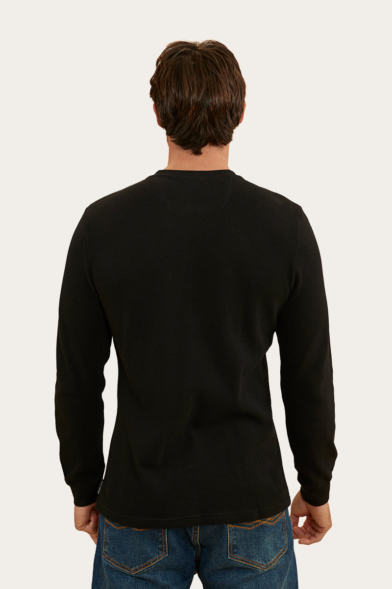 Keith Mens Henley Long Sleeve T-Shirt - Black