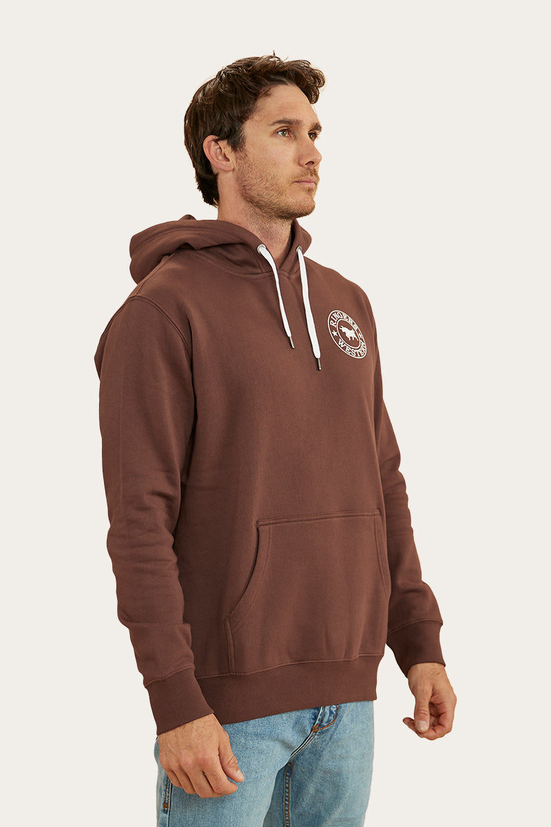 Signature Bull Mens Pullover Hoodie - Chocolate/White