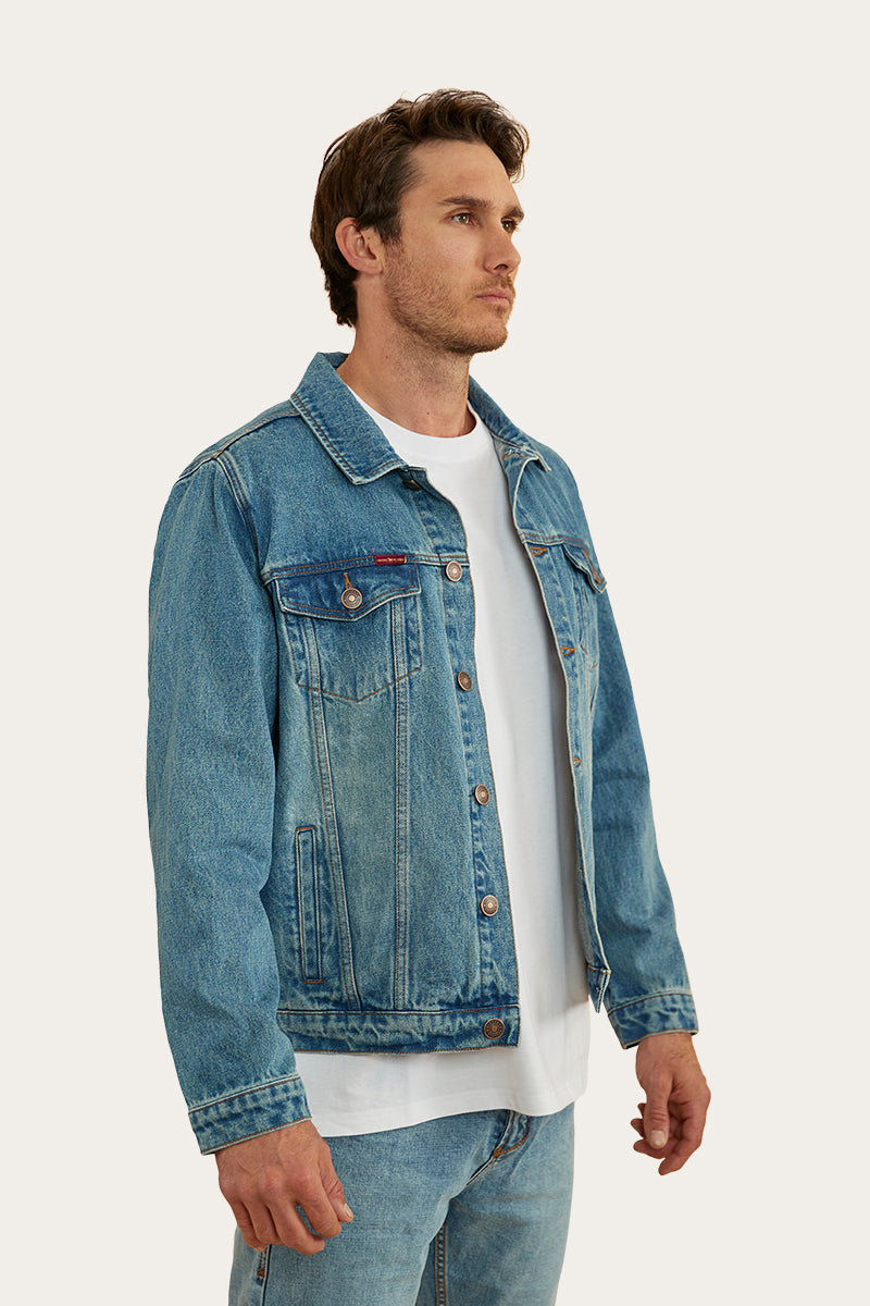 Tex Mens Denim Jacket - Mid Blue