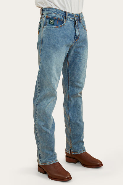 Muster Rodeo Mens Straight Leg Jeans - Mid Wash Blue